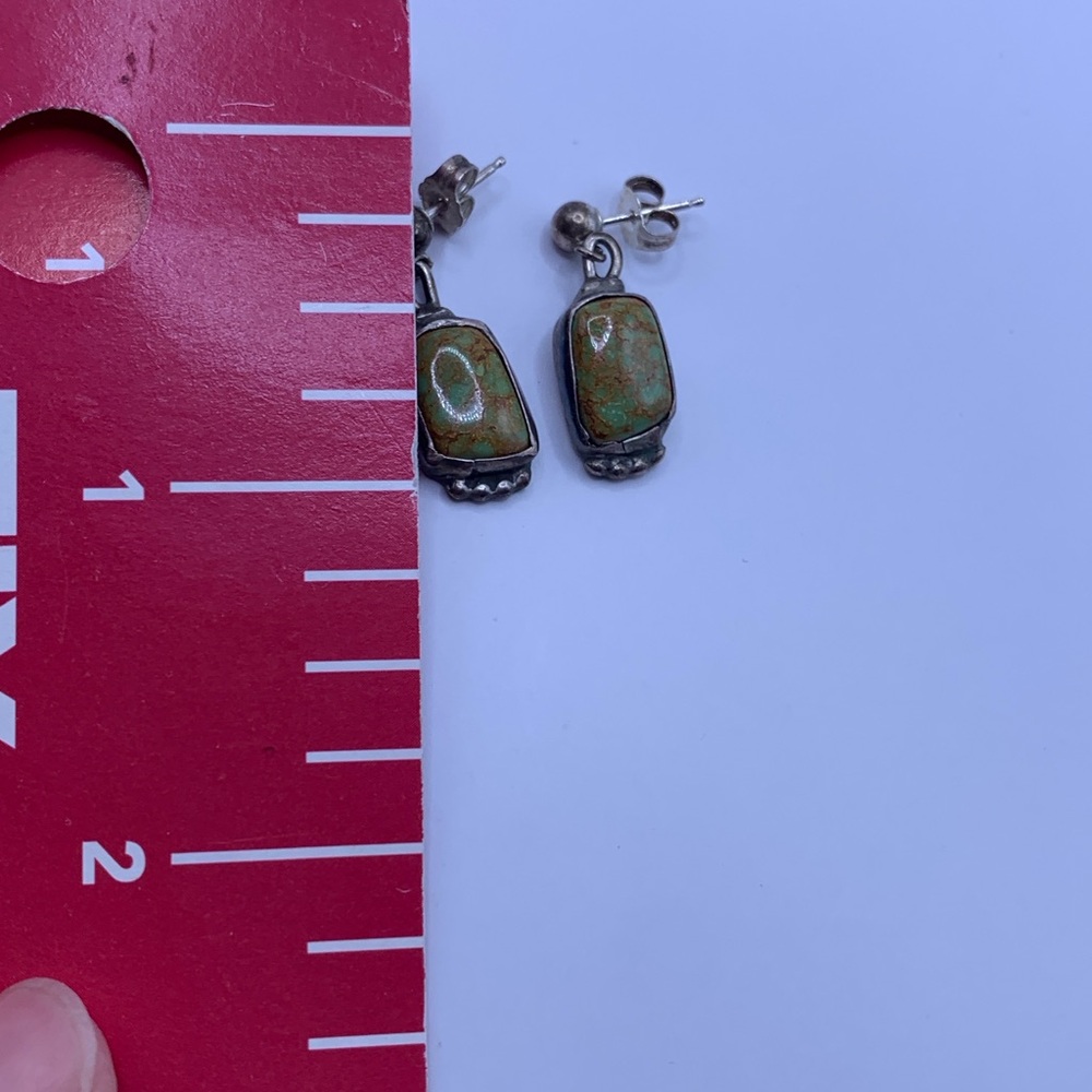 Vintage Sterling Silver Turquoise Dangle Earrings - Southwestern - Picture 2 of 5